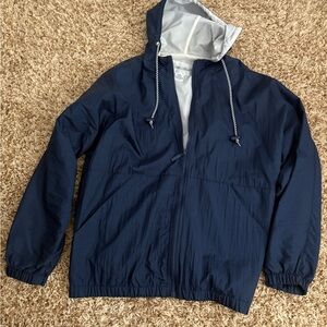 Vintage Navy Blue Hooded Windbreaker
